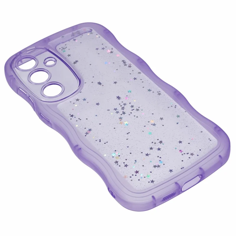 JTW Series for Samsung Galaxy S24 Case Wavy Edge Epoxy TPU Phone Cover - Transparent Purple