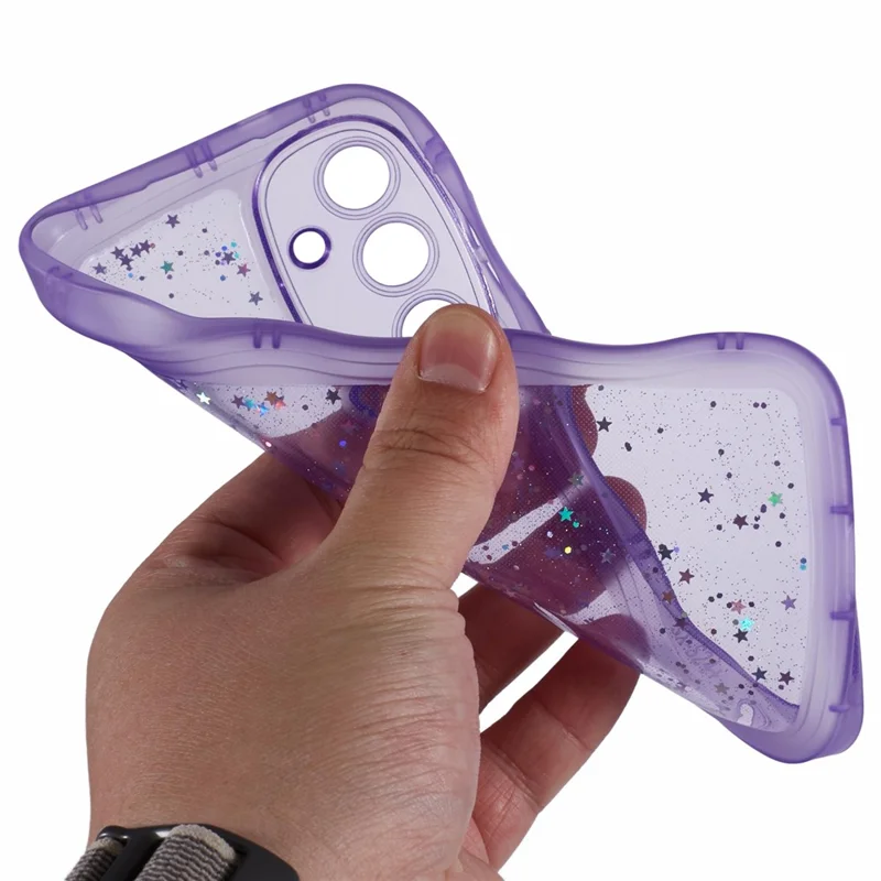 JTW Series for Samsung Galaxy S24 Case Wavy Edge Epoxy TPU Phone Cover - Transparent Purple