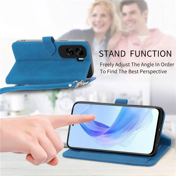For Honor X50i 5G / 90 Lite 5G Custodia Portafoglio con Stampa a Fiori in Pelle PU - Blu