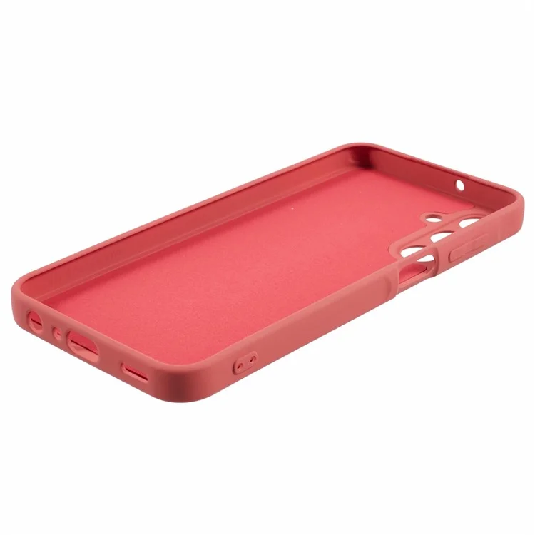 Per Samsung Galaxy A15 4G / 5G Custodia TPU+Fodera in Fibra Tocco Morbido Cover Telefono Protezione Lente - Biancospino Rosso