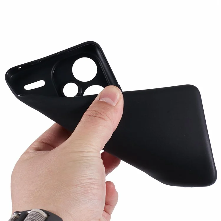 For Xiaomi Redmi Note 13 Pro+ 5G Phone Case Glossy Surface Soft TPU Back Cover - Black