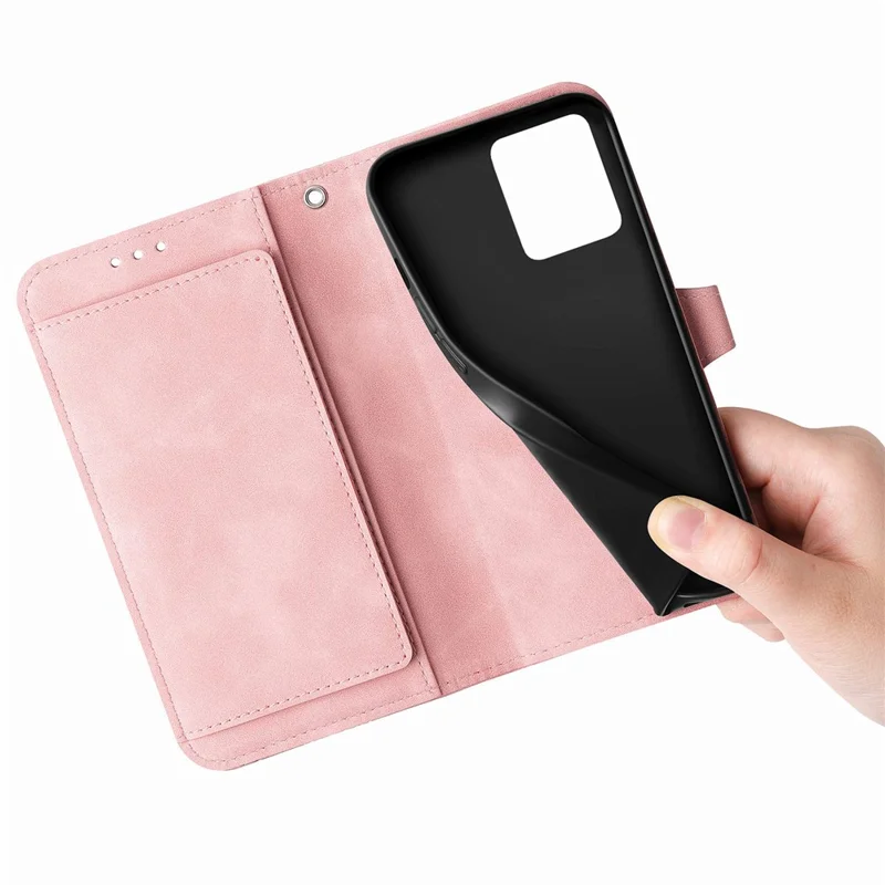 For Motorola Moto G54 5G Zipper Wallet Case with Strap Flower Imprint PU Leather Phone Cover - Pink