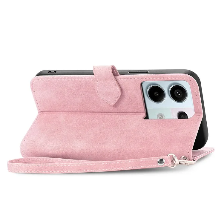 Para Xiaomi Redmi Note 13 Pro 5G / Poco X6 5G Funda Flor Impresa Cuero Protección Corporal Completa Funda Teléfono - Rosa