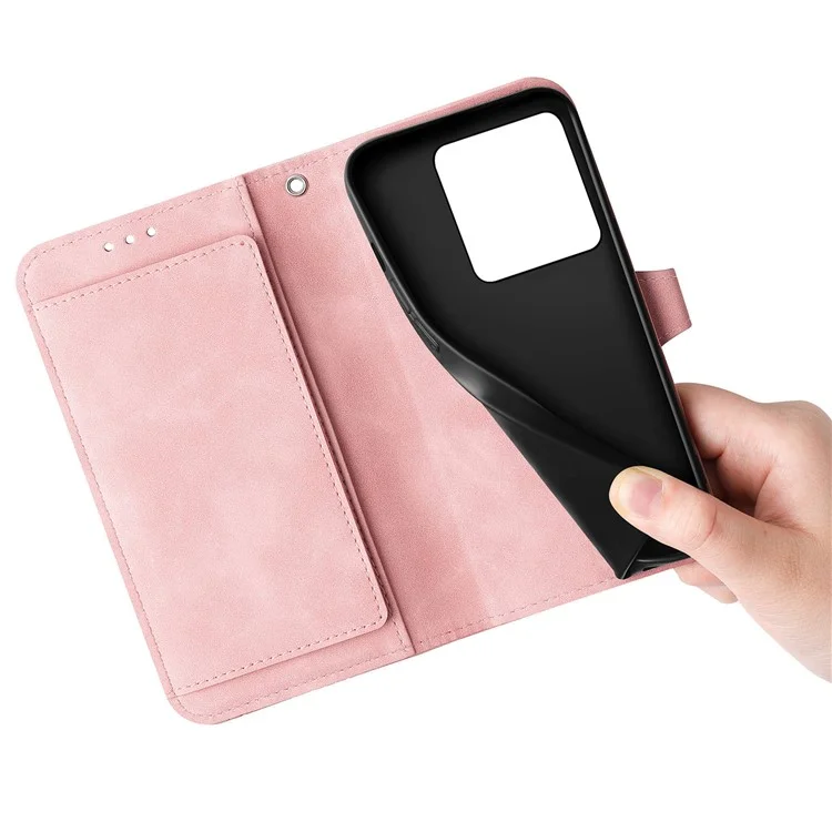 Para Xiaomi Redmi Note 13 Pro 5G / Poco X6 5G Funda Flor Impresa Cuero Protección Corporal Completa Funda Teléfono - Rosa