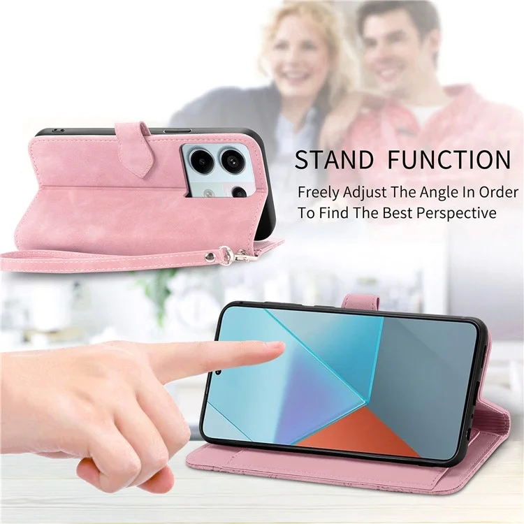 Para Xiaomi Redmi Note 13 Pro 5G / Poco X6 5G Funda Flor Impresa Cuero Protección Corporal Completa Funda Teléfono - Rosa