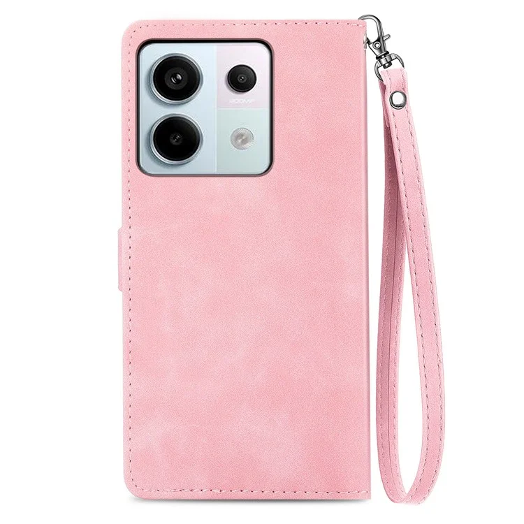 Para Xiaomi Redmi Note 13 Pro 5G / Poco X6 5G Funda Flor Impresa Cuero Protección Corporal Completa Funda Teléfono - Rosa