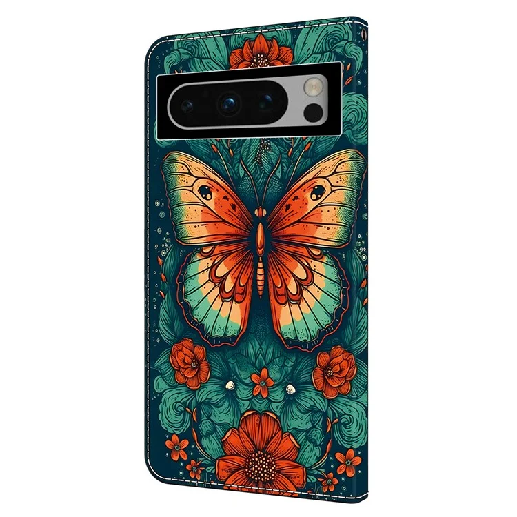 Для Google Pixel 9 / Pixel 9 Pro Чехол PU Leather Wallet Flip Phone Cover Pattern Printing - Butterfly