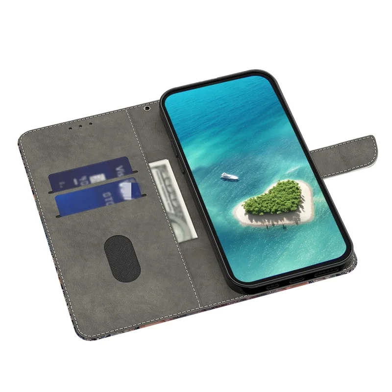 For Google Pixel 9 Pro XL Case Pattern Printing Leather Flip Phone Cover - Heart