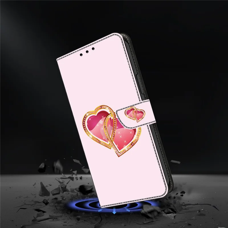 For Google Pixel 9 Pro XL Case Pattern Printing Leather Flip Phone Cover - Heart