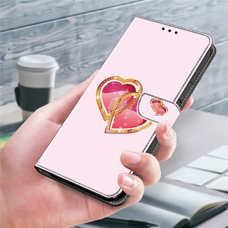 For Google Pixel 9 Pro XL Case Pattern Printing Leather Flip Phone Cover - Heart