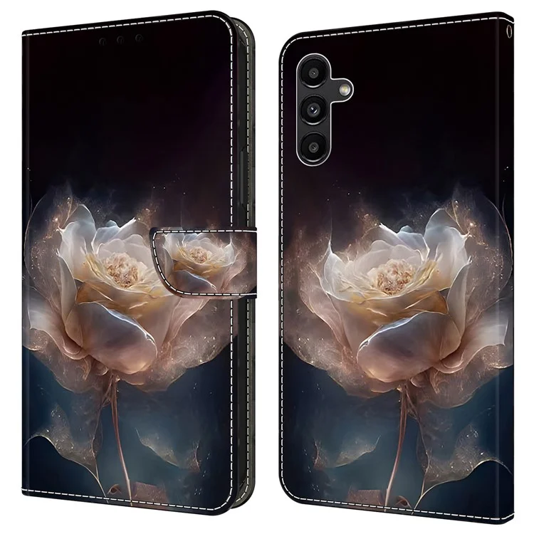 Чехол для Samsung Galaxy S24 с узорчатой печатью, кожаный флип-чехол для телефона - пион