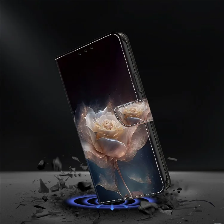 Чехол для Samsung Galaxy S24 с узорчатой печатью, кожаный флип-чехол для телефона - пион