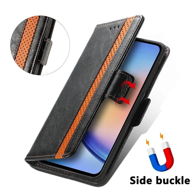 CASENEO 002 Serie per Samsung Galaxy A35 5G Cover RFID Blocking PU Leather Stand Flip Phone - Nero