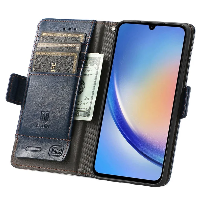 For Samsung Galaxy A35 5G Phone Cases CASENEO PU Leather Cover Stand with RFID Blocking Wallet - Blue