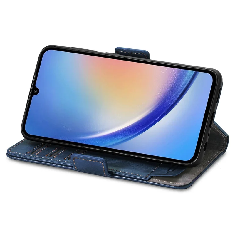 For Samsung Galaxy A35 5G Phone Cases CASENEO PU Leather Cover Stand with RFID Blocking Wallet - Blue
