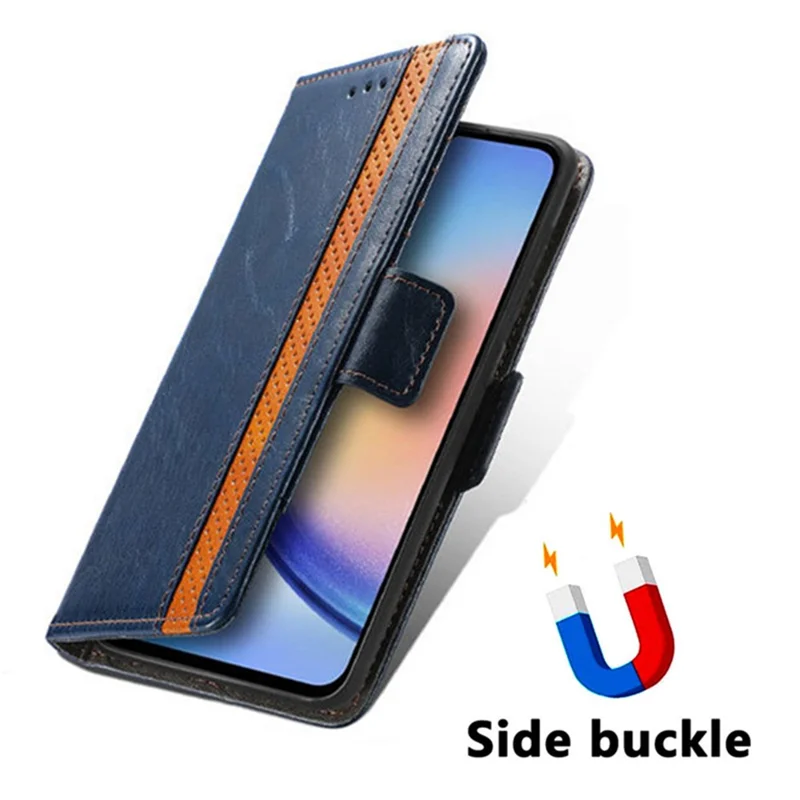 For Samsung Galaxy A35 5G Phone Cases CASENEO PU Leather Cover Stand with RFID Blocking Wallet - Blue