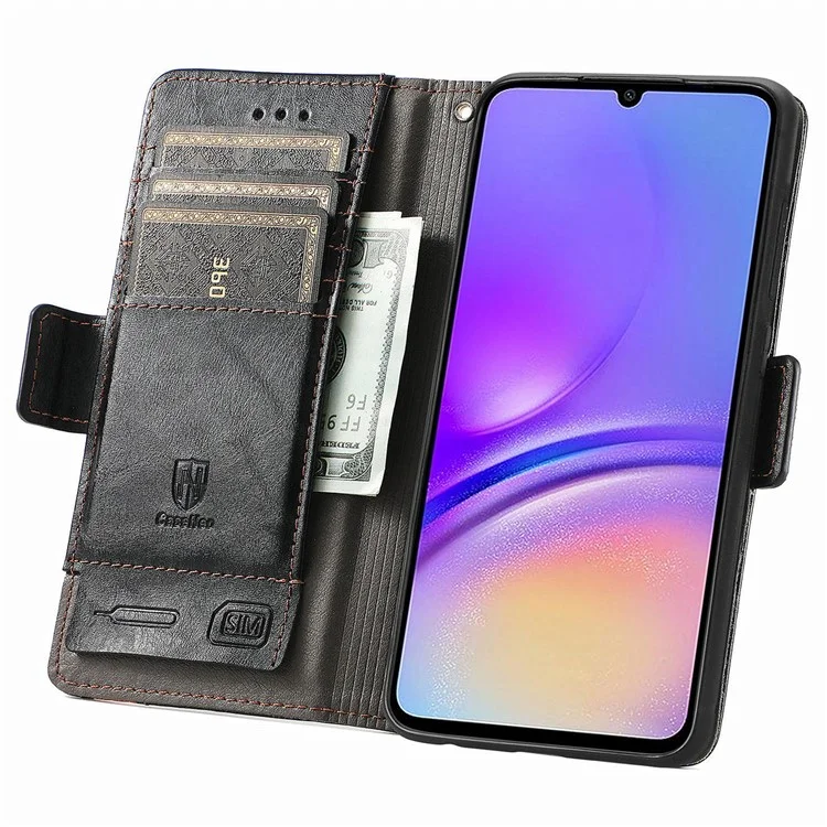 For Samsung Galaxy A05 4G Phone Cases CASENEO PU Leather Cover Stand with RFID Blocking Wallet - Black