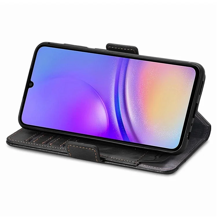 For Samsung Galaxy A05 4G Phone Cases CASENEO PU Leather Cover Stand with RFID Blocking Wallet - Black
