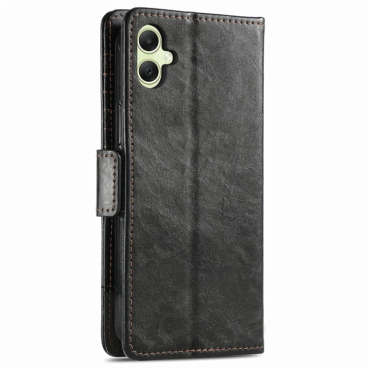 For Samsung Galaxy A05 4G Phone Cases CASENEO PU Leather Cover Stand with RFID Blocking Wallet - Black