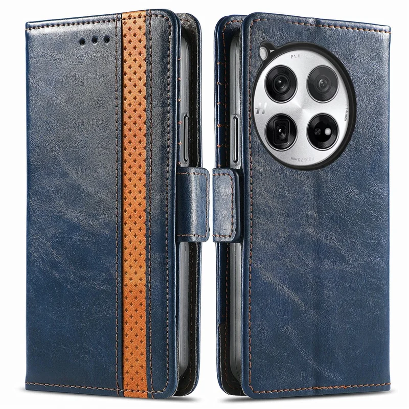 For OnePlus 12 5G Phone Cases CASENEO PU Leather Cover Stand with RFID Blocking Wallet - Blue