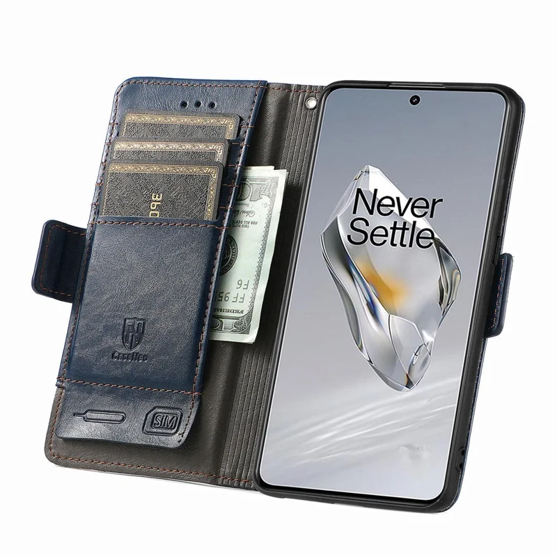 For OnePlus 12 5G Phone Cases CASENEO PU Leather Cover Stand with RFID Blocking Wallet - Blue