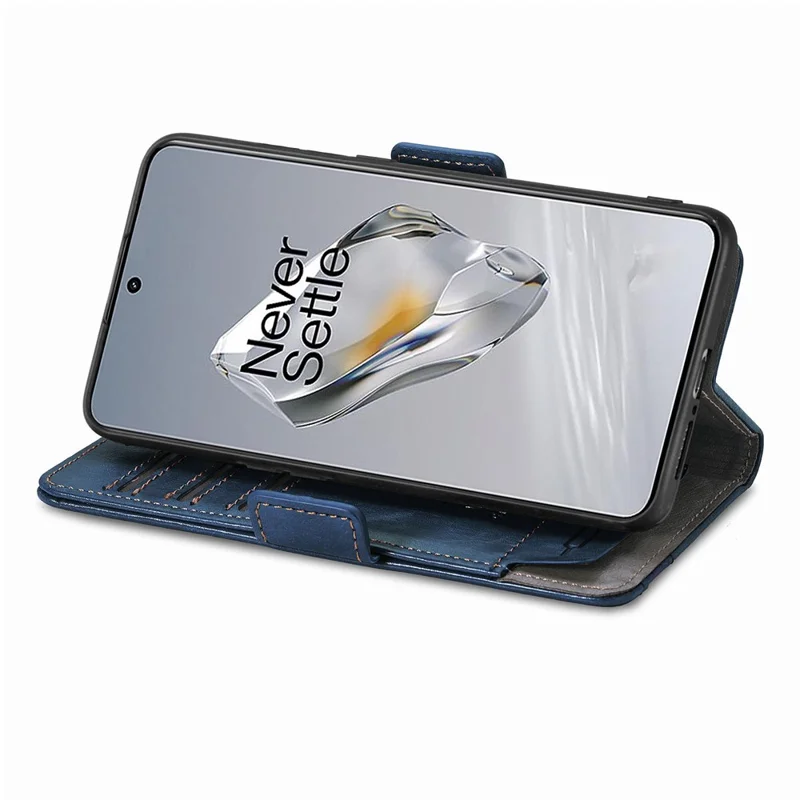 For OnePlus 12 5G Phone Cases CASENEO PU Leather Cover Stand with RFID Blocking Wallet - Blue