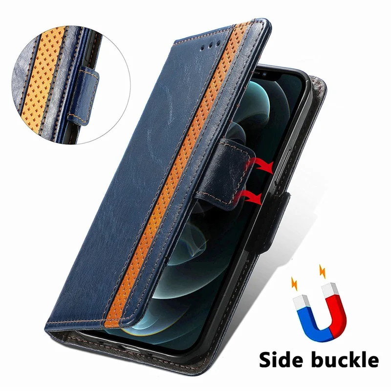 For OnePlus 12 5G Phone Cases CASENEO PU Leather Cover Stand with RFID Blocking Wallet - Blue