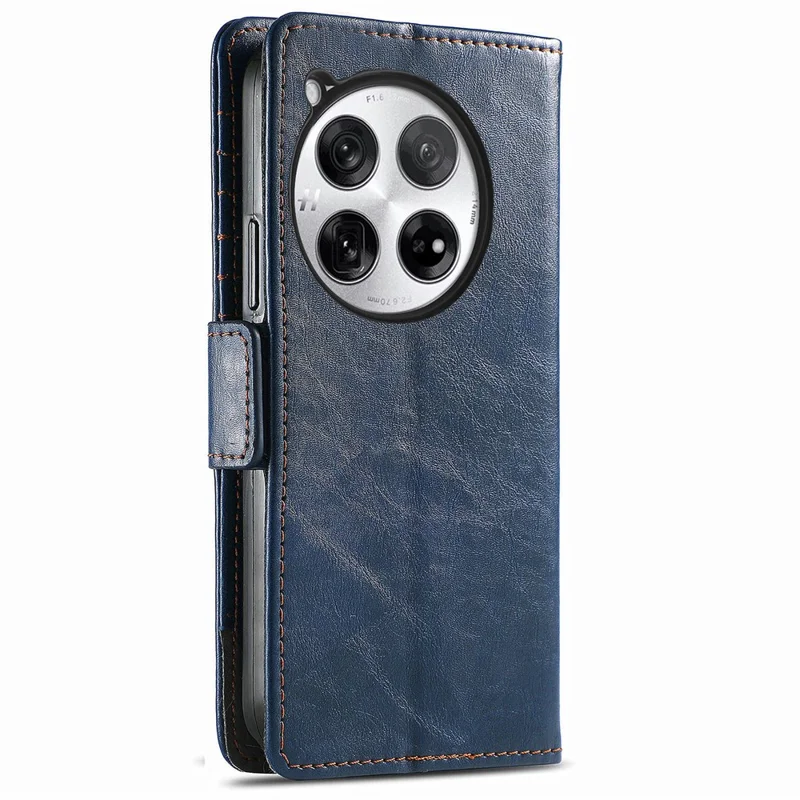 For OnePlus 12 5G Phone Cases CASENEO PU Leather Cover Stand with RFID Blocking Wallet - Blue