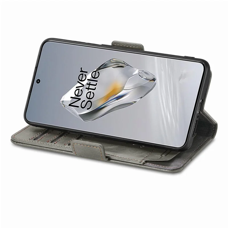 CASENEO 002 Series Per OnePlus 12 5G Custodia Stand Flip PU Pelle Blocco RFID Custodia Telefono - Grigio