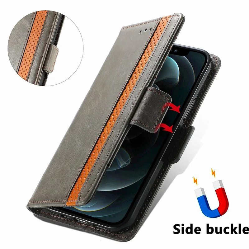 CASENEO 002 Series Per OnePlus 12 5G Custodia Stand Flip PU Pelle Blocco RFID Custodia Telefono - Grigio