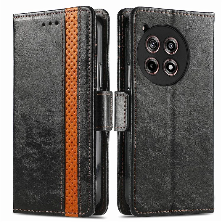 For OnePlus 12R 5G / Ace 3 5G Phone Cases CASENEO PU Leather Cover Stand with RFID Blocking Wallet - Black