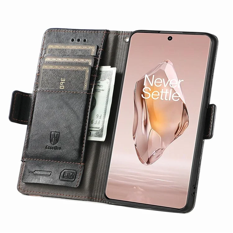 For OnePlus 12R 5G / Ace 3 5G Phone Cases CASENEO PU Leather Cover Stand with RFID Blocking Wallet - Black