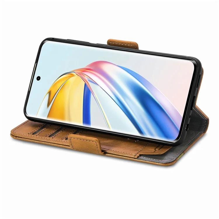 For Honor X9b 5G / X50 5G / Magic6 Lite 5G Phone Cases CASENEO PU Leather Cover Stand with RFID Blocking Wallet - Light Brown