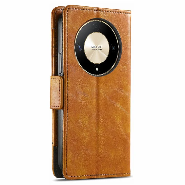 For Honor X9b 5G / X50 5G / Magic6 Lite 5G Phone Cases CASENEO PU Leather Cover Stand with RFID Blocking Wallet - Light Brown