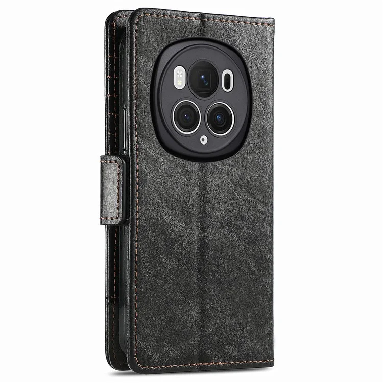 For Honor Magic6 Pro 5G Phone Cases CASENEO PU Leather Cover Stand with RFID Blocking Wallet - Black