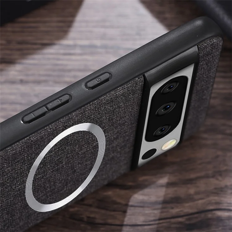 For Google Pixel 8 Pro Magnetic Case TPU+Cloth Dirt-Resistant Phone Cover - Grey