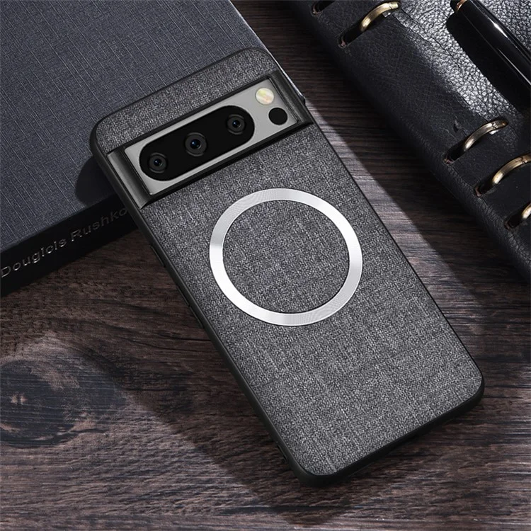 For Google Pixel 8 Pro Magnetic Case TPU+Cloth Dirt-Resistant Phone Cover - Grey