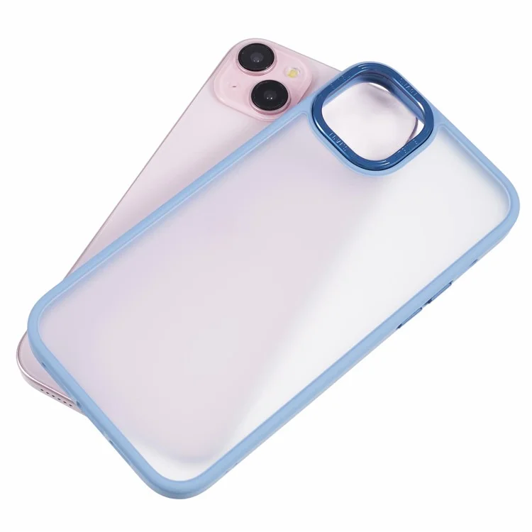 TGVI'S Vibrant Series For iPhone 14 Plus Phone Case Bump Proof PC+TPU Metal Camera Ring Shell - Sky Blue
