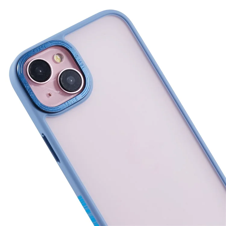 TGVI'S Vibrant Series For iPhone 14 Plus Phone Case Bump Proof PC+TPU Metal Camera Ring Shell - Sky Blue