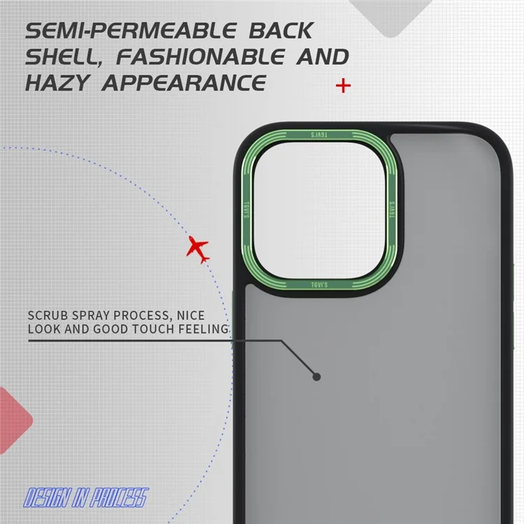 TGVI'S Vibrant Series For iPhone 14 Pro Max Case Metal Camera Ring PC+TPU Phone Cover - Black