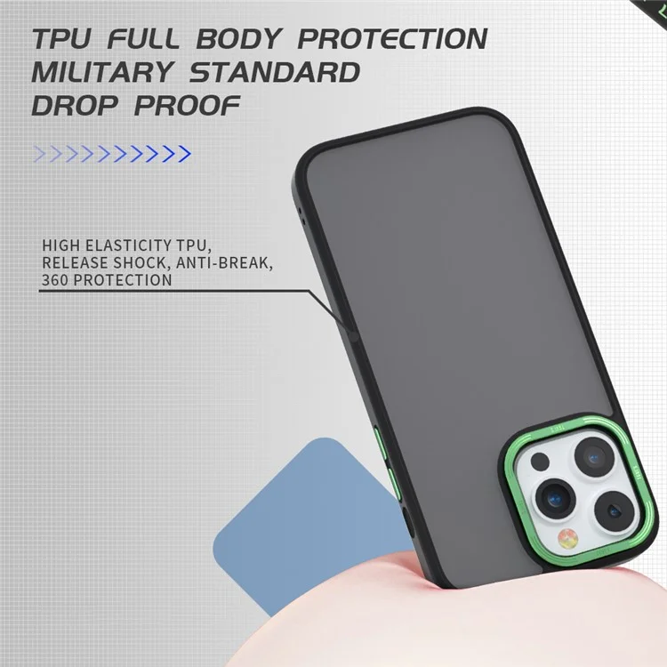 TGVI'S Vibrant Series For iPhone 14 Pro Max Case Metal Camera Ring PC+TPU Phone Cover - Black