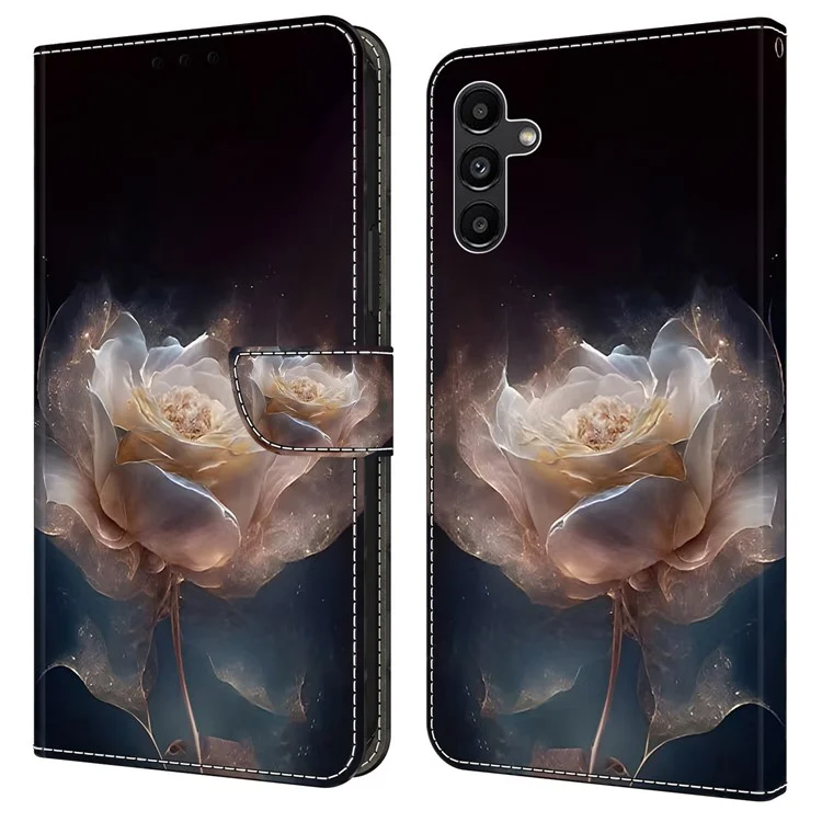 For Samsung Galaxy A55 5G Leather Case Wallet Stand Phone Cover Pattern Printed - Peony