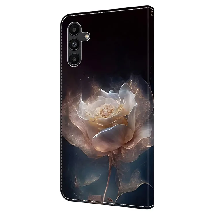 For Samsung Galaxy A55 5G Leather Case Wallet Stand Phone Cover Pattern Printed - Peony