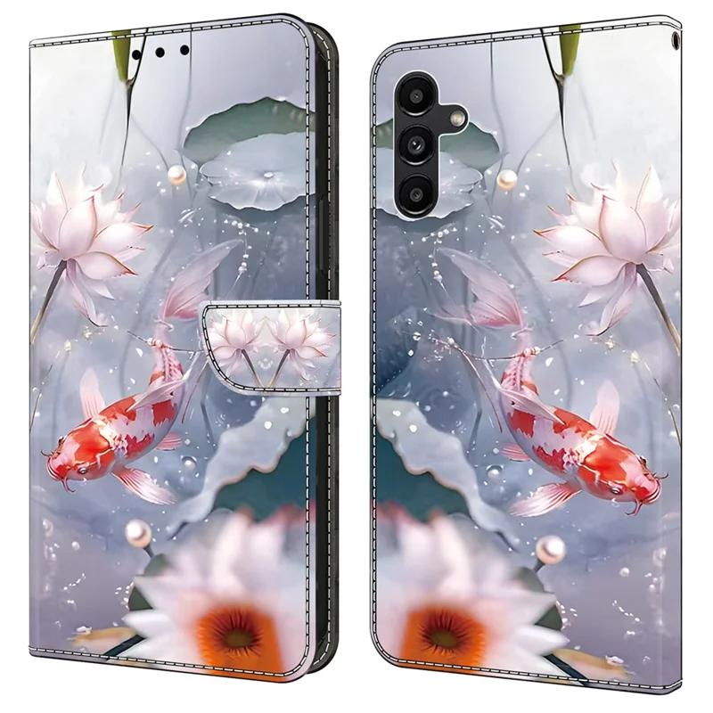 For Samsung Galaxy A55 5G Leather Case Wallet Stand Phone Cover Pattern Printed - Koi Carp