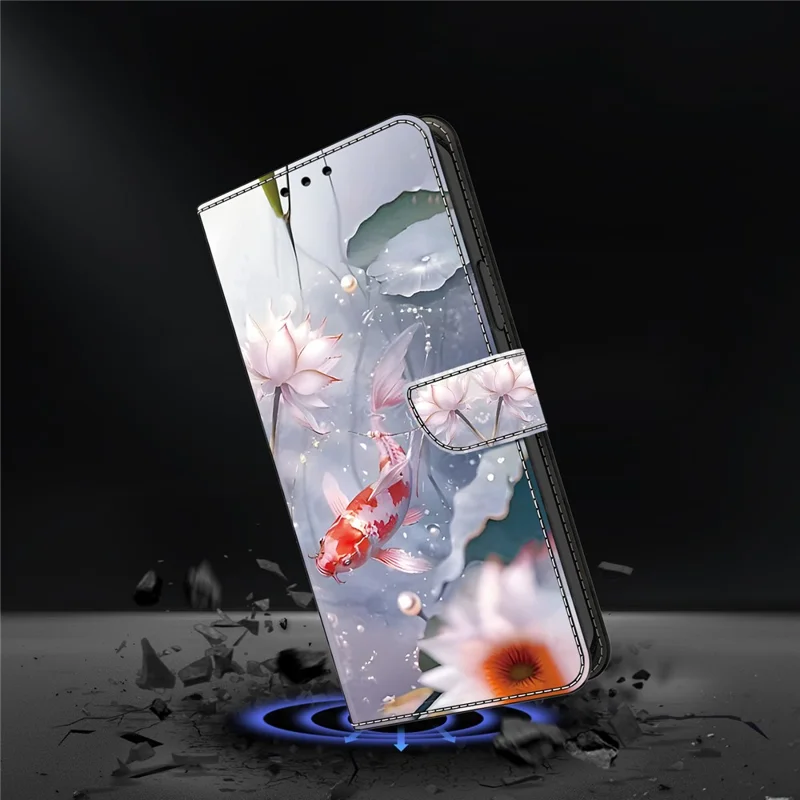 For Samsung Galaxy A55 5G Leather Case Wallet Stand Phone Cover Pattern Printed - Koi Carp