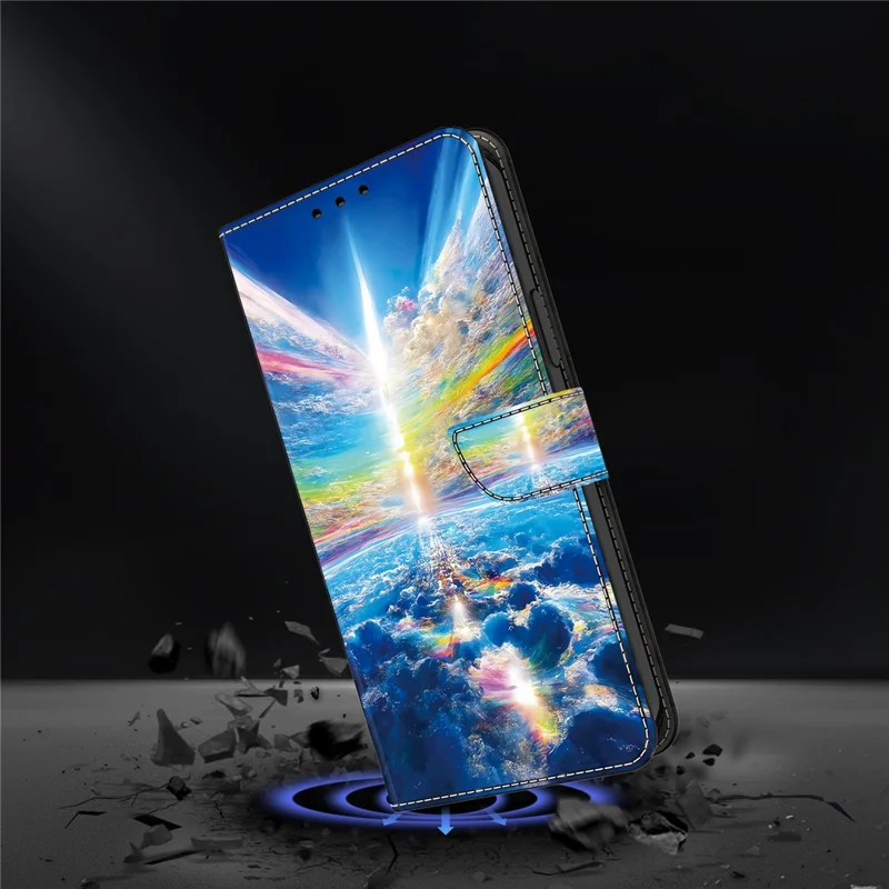 For Samsung Galaxy S24 Ultra Case Pattern PU Leather Full Protection Wallet Phone Cover - Colorful Sky