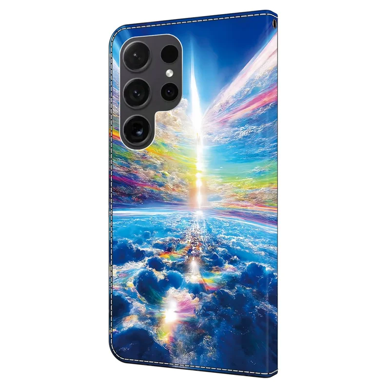 For Samsung Galaxy S24 Ultra Case Pattern PU Leather Full Protection Wallet Phone Cover - Colorful Sky