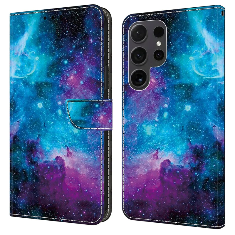 For Samsung Galaxy S24 Ultra Case Pattern PU Leather Full Protection Wallet Phone Cover - Starry Sky