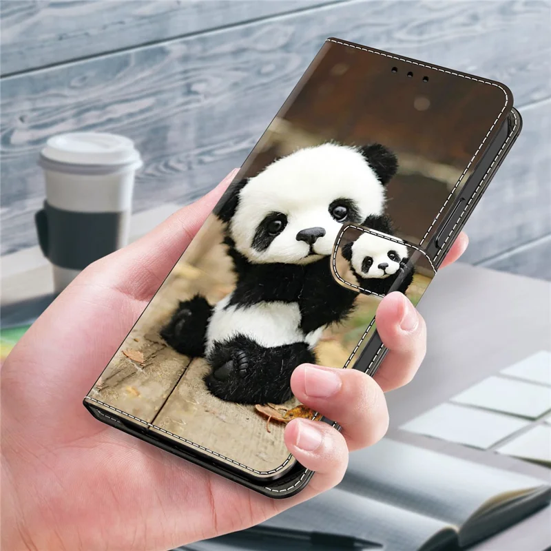 For Samsung Galaxy S24 Ultra Case Pattern PU Leather Full Protection Wallet Phone Cover - Panda