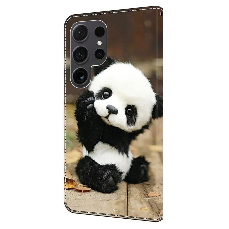For Samsung Galaxy S24 Ultra Case Pattern PU Leather Full Protection Wallet Phone Cover - Panda
